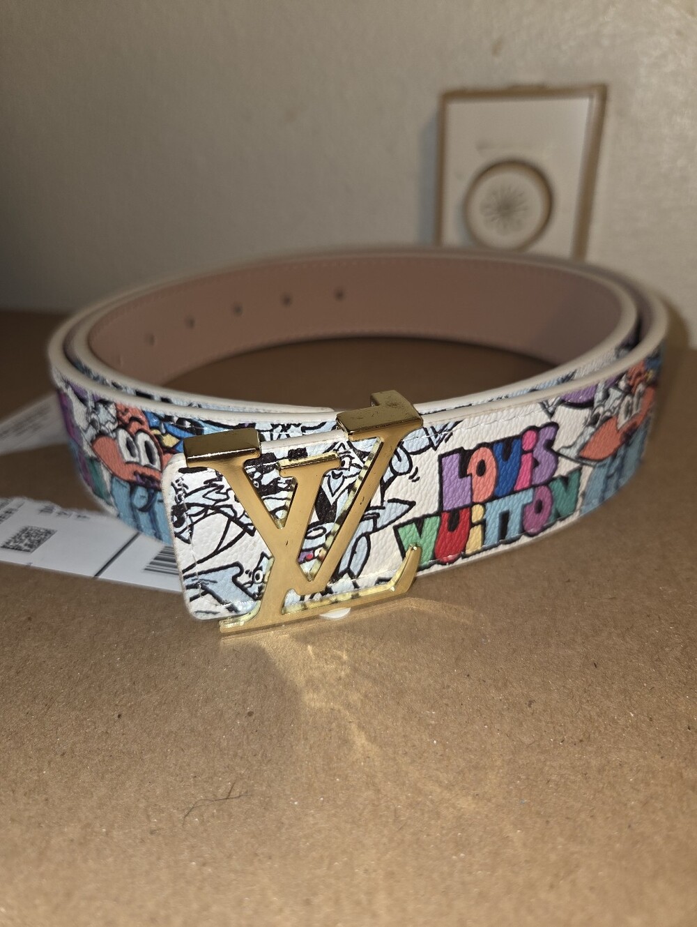 Louis Vuitton White Multicolor Graffiti LV Buckle Belt
